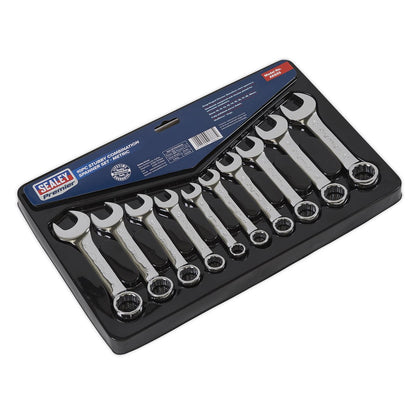 Sealey AK633 Combination Spanner Set 10pc Stubby Metric Sealey
