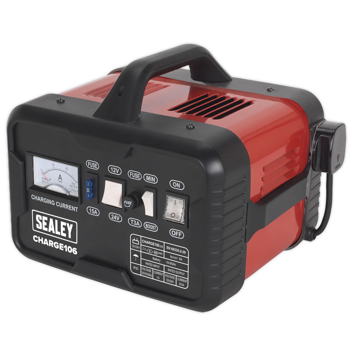 Sealey CHARGE106 Battery Charger 8A 12/24V 230V Sealey