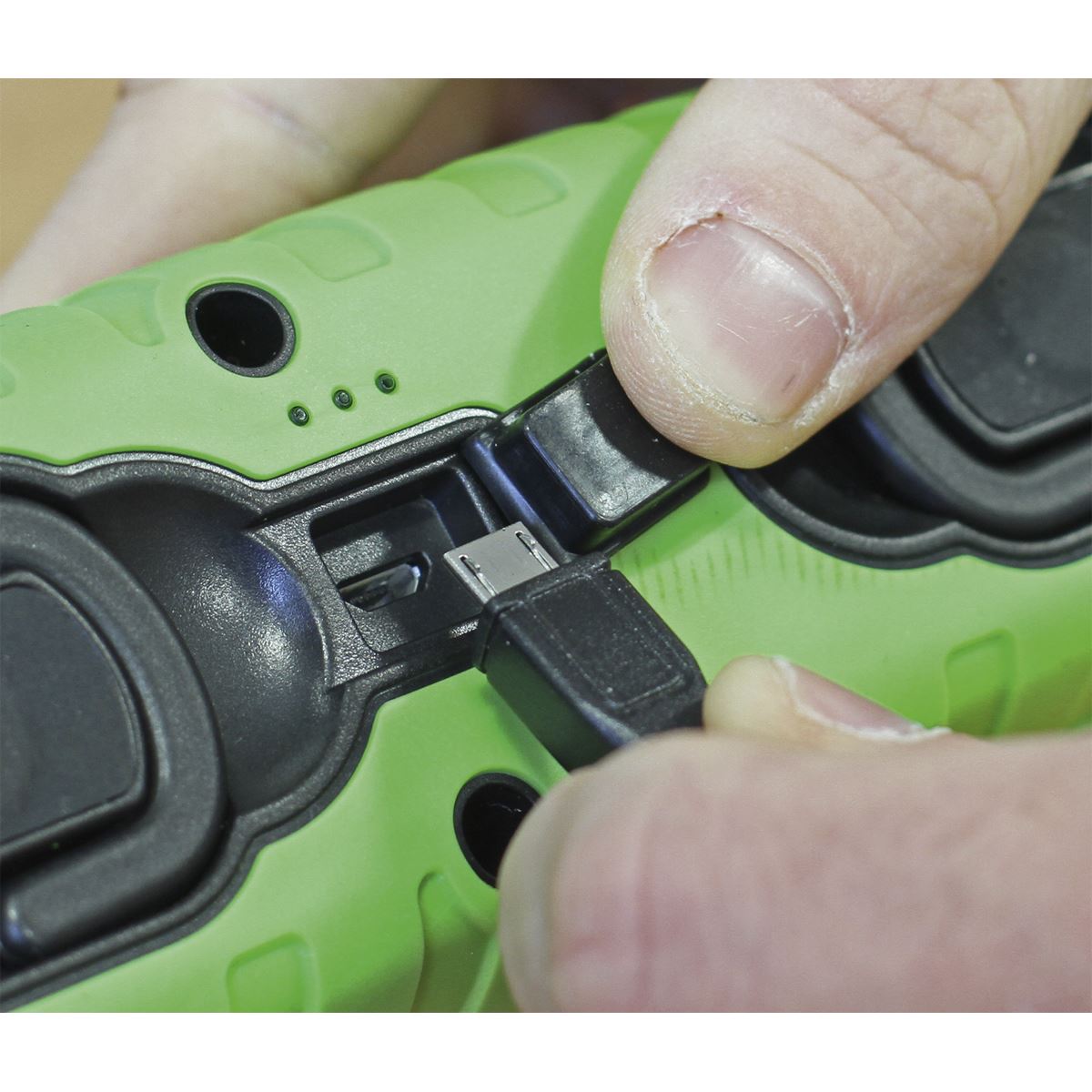 Sealey LED360PLUSG Rechargeable 360° Inspection Light 10W & 3W SMD LED Green 2 x Lithium-ion Sealey