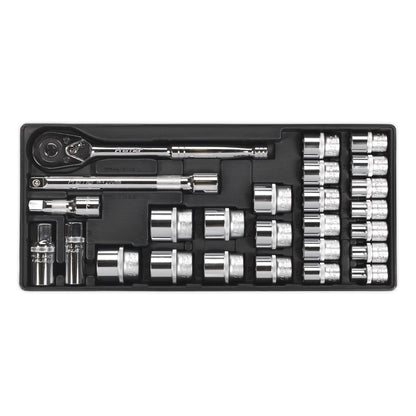 Sealey TBT21 Tool Tray with Socket Set 26pc 1/2"Sq Drive Sealey