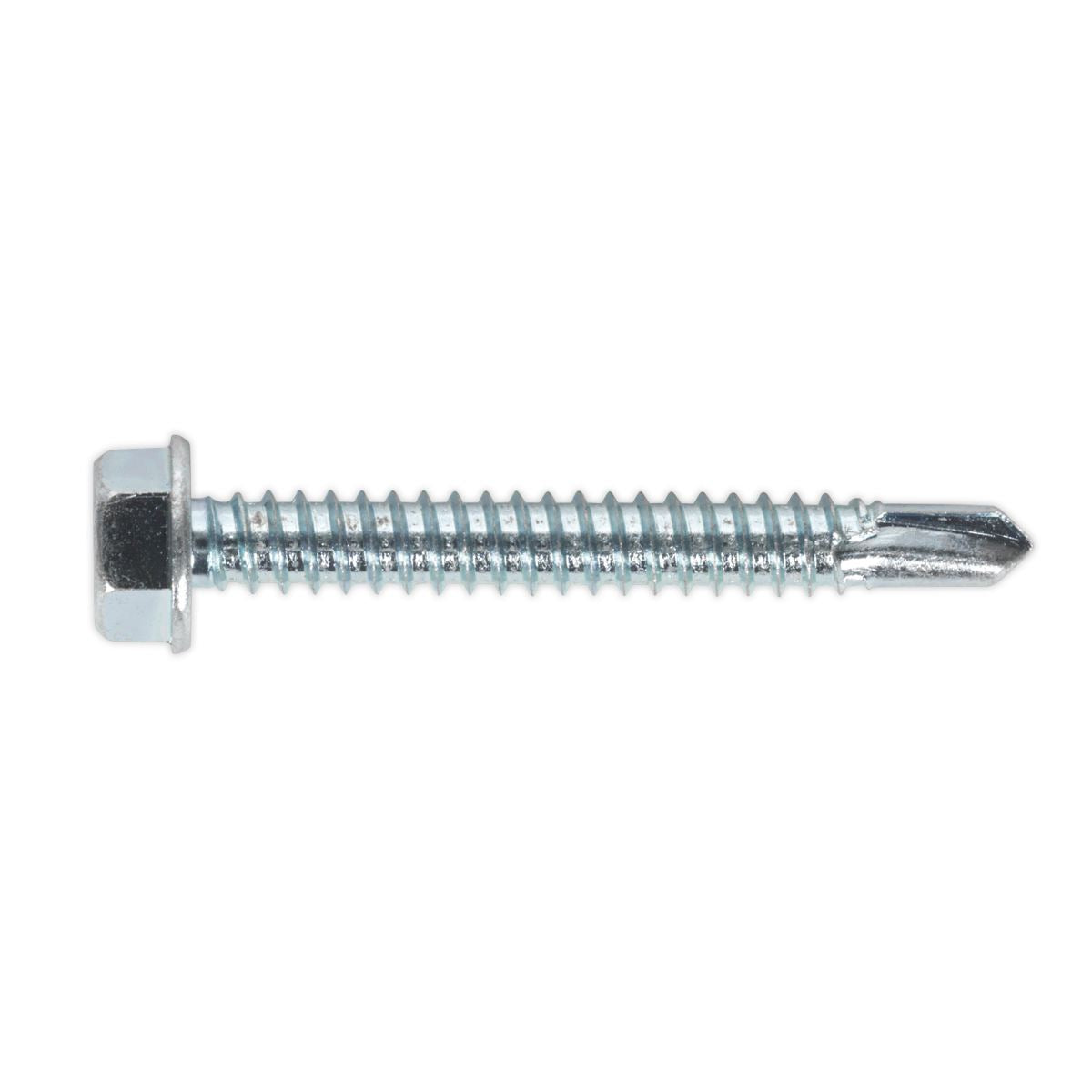 Sealey SDHX6350 Self-Drilling Screw 6.3 x 50mm Hex Head Zinc Pack of 100 Sealey
