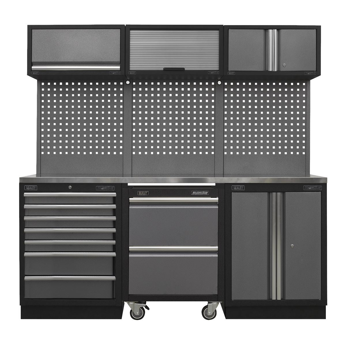 Sealey APMSSTACK12SS Superline PRO® 2.04m Storage System - Stainless Steel Worktop Sealey