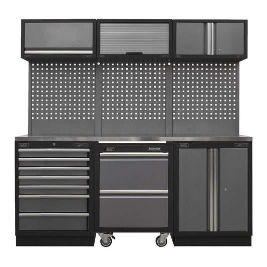 Sealey APMSSTACK12SS Superline PRO® 2.04m Storage System - Stainless Steel Worktop Sealey