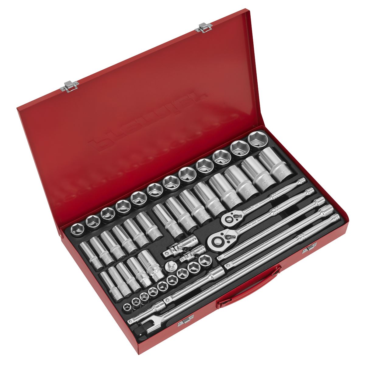 Sealey AK6942 Socket Set 50pc 3/8" & 1/2"Sq Drive 6pt WallDrive® - Metric Sealey