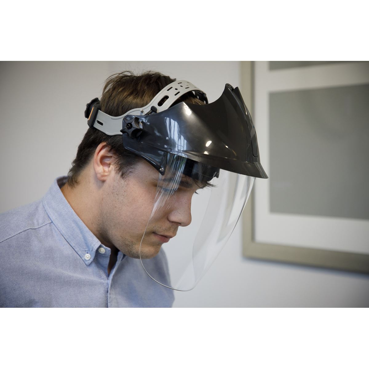 Sealey SSP78 Deluxe Brow Guard with Aspherical Polycarbonate Full Face Shield Sealey