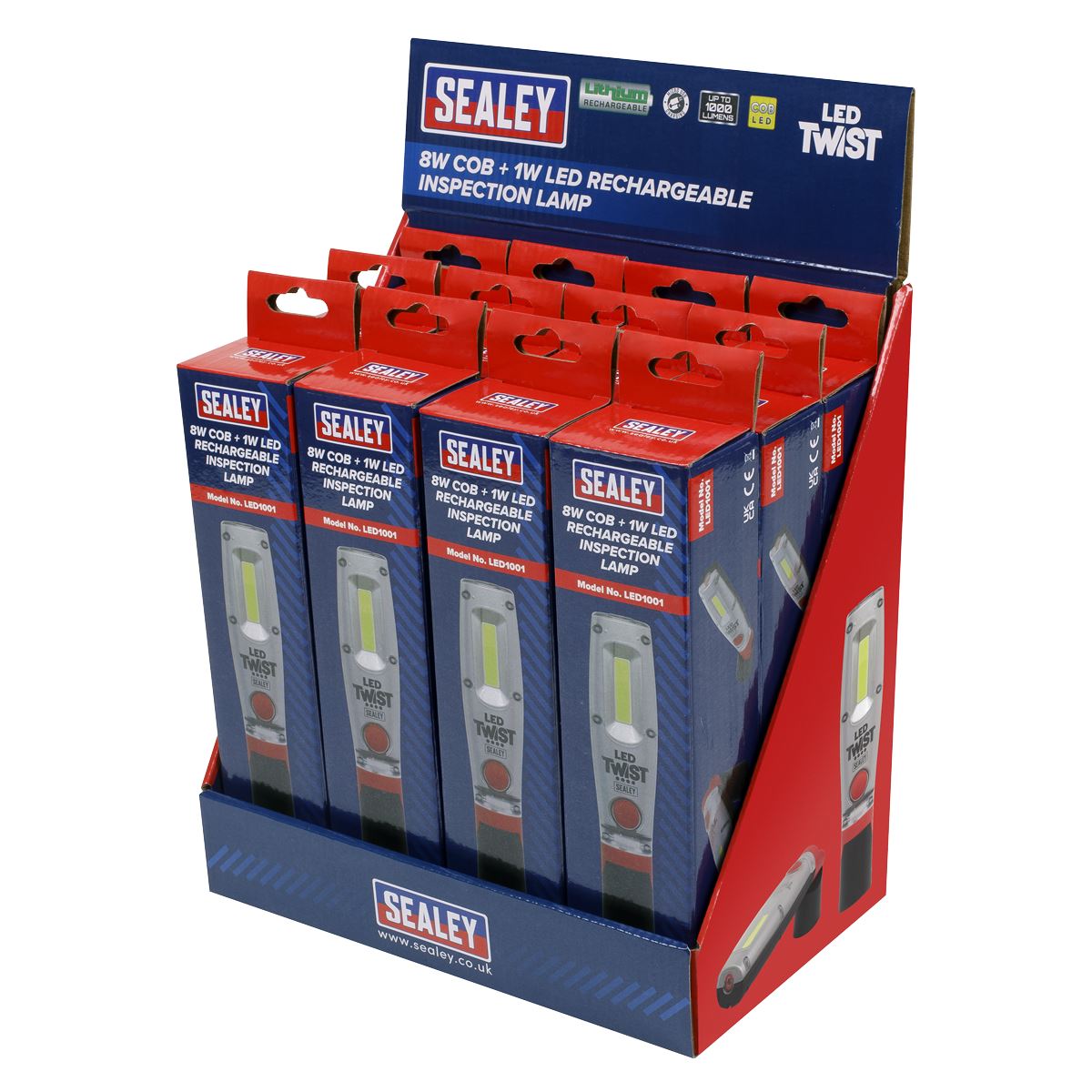 Sealey LED1001DB Rechargeable Inspection Light 8W LED - Display Box of 12 Sealey