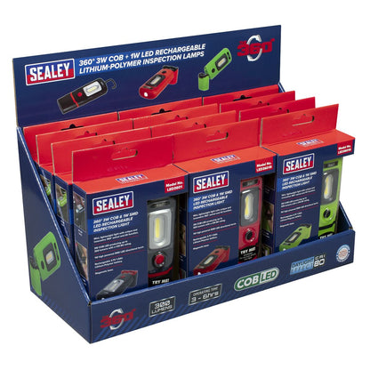 Sealey LED3601COMBO LED3601 Series Inspection Light Combination - Display Pack of 12 Sealey