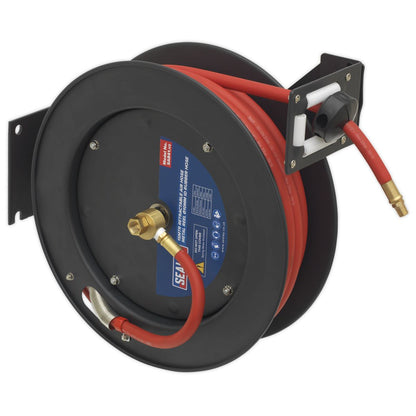 Sealey SA841 Retractable Air Hose Metal Reel 15m Ø10mm ID Rubber Hose Sealey