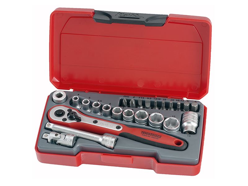 Teng T1424 Socket Set of 24 Metric 1/4in Drive Teng Tools