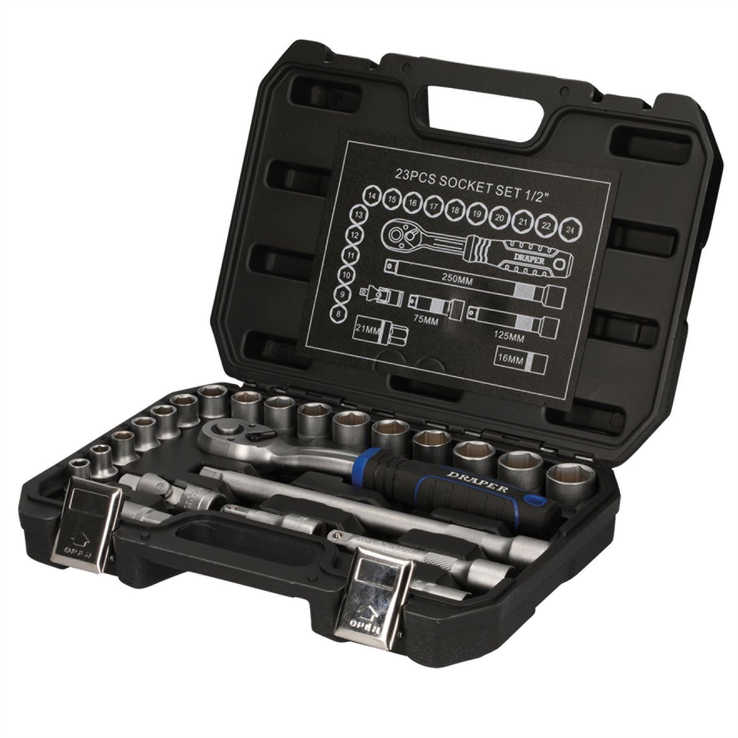 Draper 21442 HI-TORQ® Metric Socket Set 1/2" Sq. Dr. 23 Piece Draper