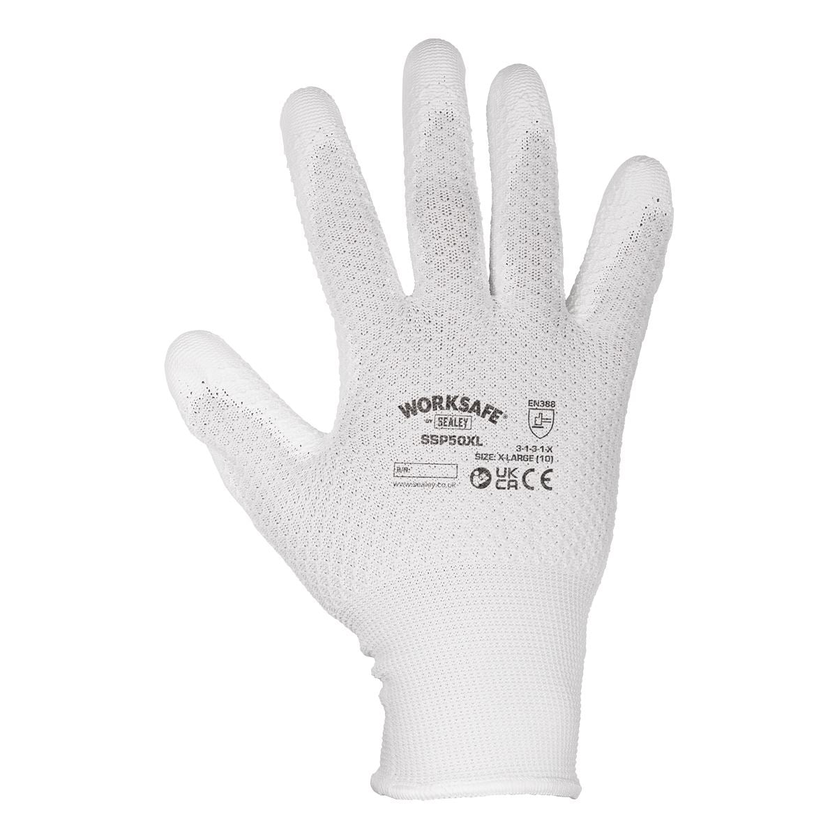 Sealey SSP50XL/B120 White Precision Grip Gloves - (X-Large) - Box of 120 Pairs Sealey