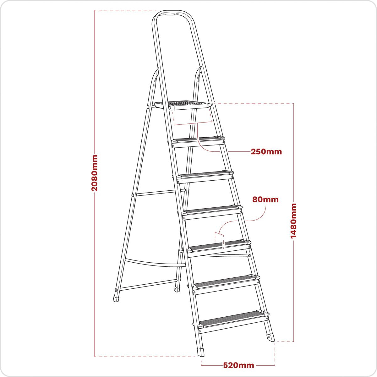 Sealey ASL7 Aluminium Step Ladder 7-Tread EN 131 Sealey