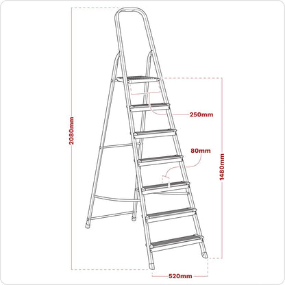 Sealey ASL7 Aluminium Step Ladder 7-Tread EN 131 Sealey