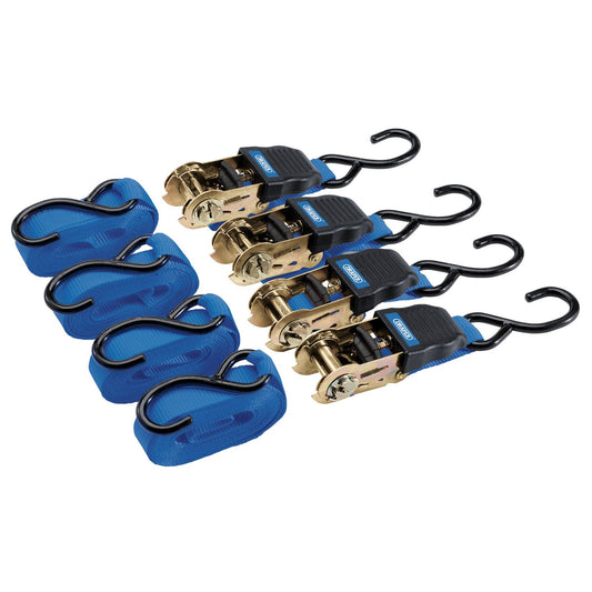 Draper 92771 Ratchet Tie Down Straps 4.5m x 25mm 225kg 4 Piece Draper