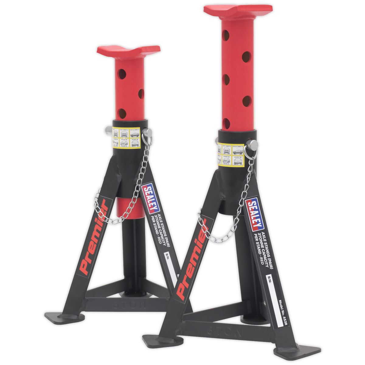 Sealey 3040ARCOMBO Trolley Jack 3 Tonne & Axle Stands (Pair) 3 Tonne per Stand Combo Sealey