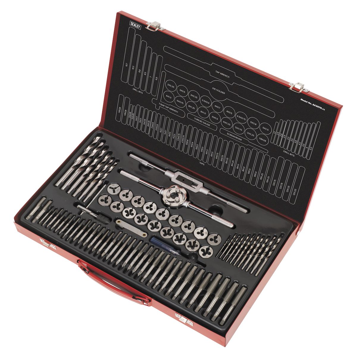 Sealey AK3076 Tap & Die Set 76pc Split Dies Metric Sealey