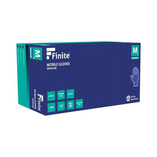Box 100 Finite P Indigo Accelerator Free Nitrile Disposable Gloves MFNP100 Finite