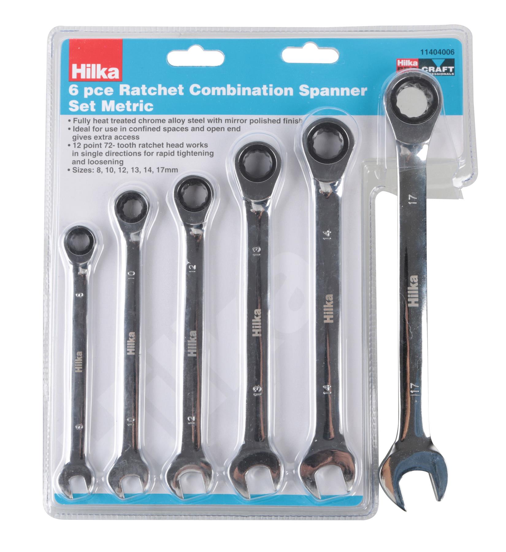 Hilka Ratchet Metric Combination Spanner Set 6 Piece 11404006 Hilka