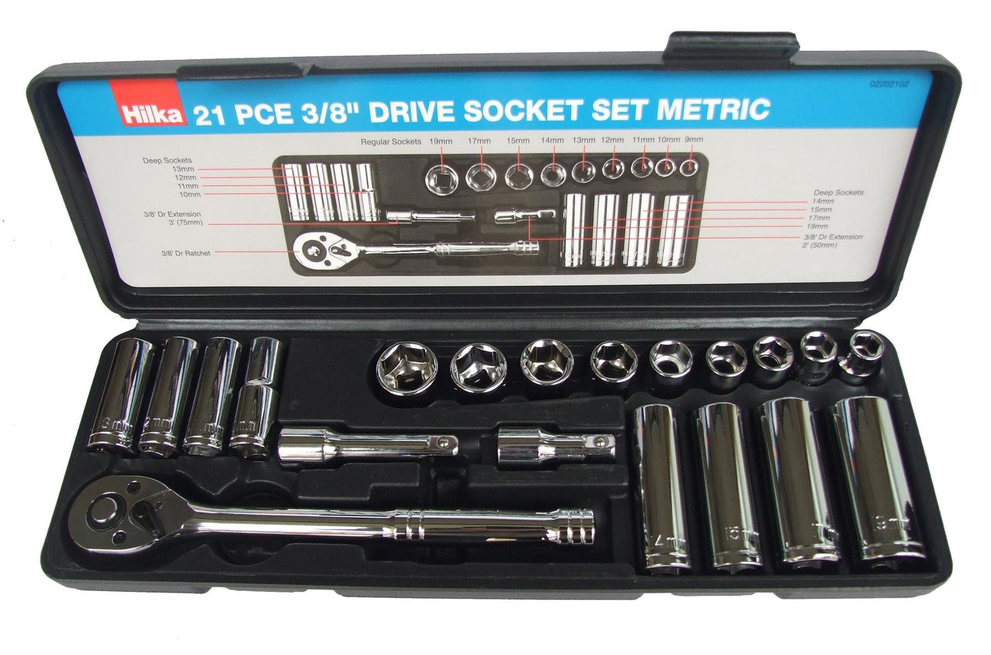 Hilka 21 pce 3/8" Drive Socket Set Metric  2202102 Hilka