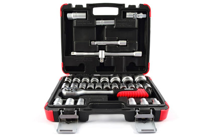 Hilka 32 pce 1/2" Drive Socket Set Metric 01123202 Hilka