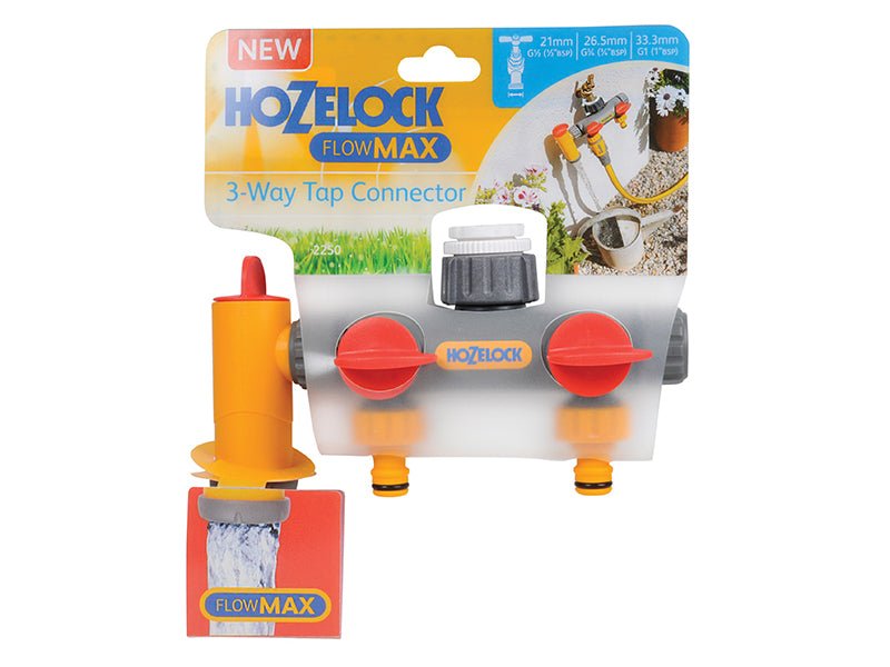 Hozelock 2250 Flowmax 3-Way Tap Connector 1/2 - 1in BSP Hozelock