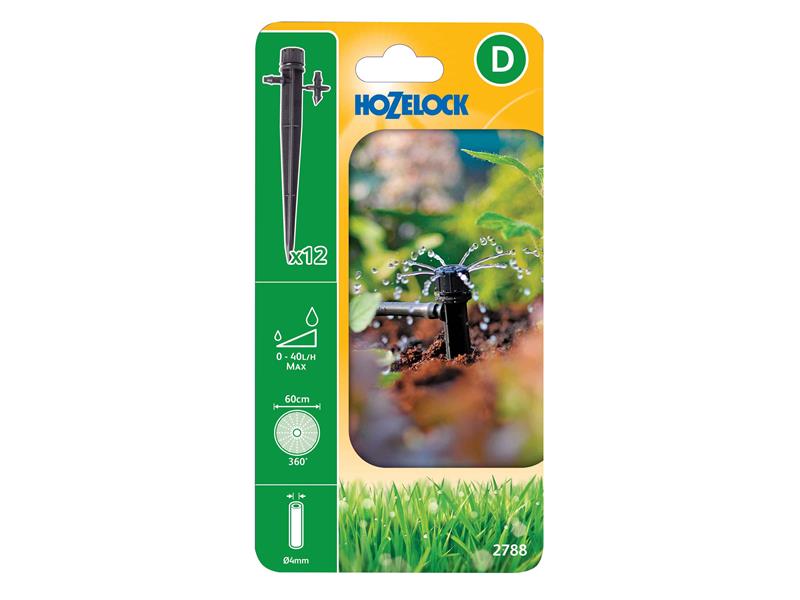 Hozelock 2788 End of Line Adjustable Mini Sprinkler on Stake 4mm Pack 12 Hozelock