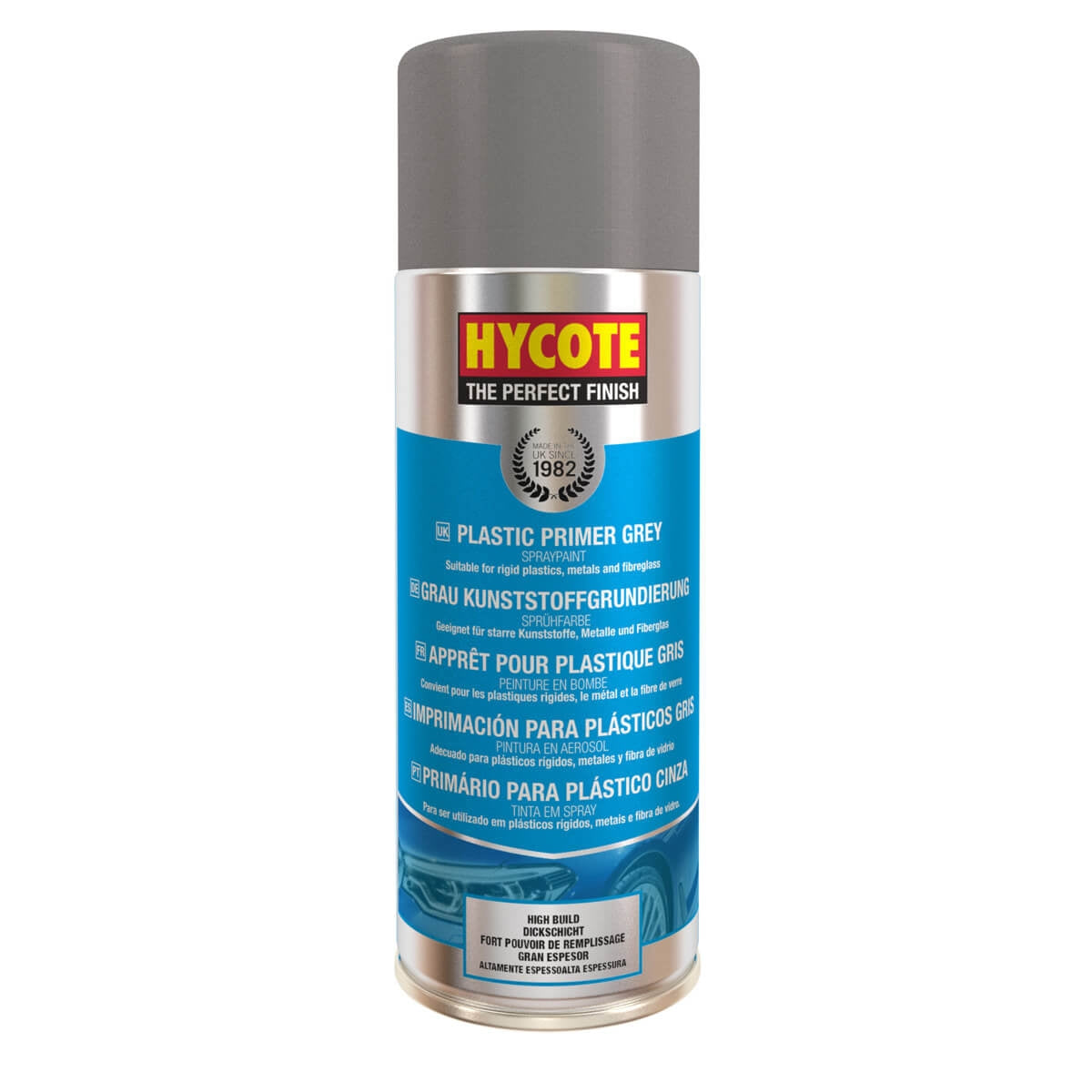 Hycote Grey Plastic Primer Spray Paint (Pack Of 12 Cans) 400Ml Hycote