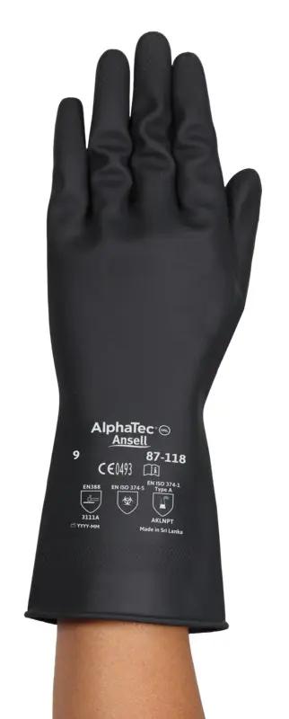Ansell AlphaTec 87-118 Heavy Duty Chemical-Resistant Latex Gloves Ansell