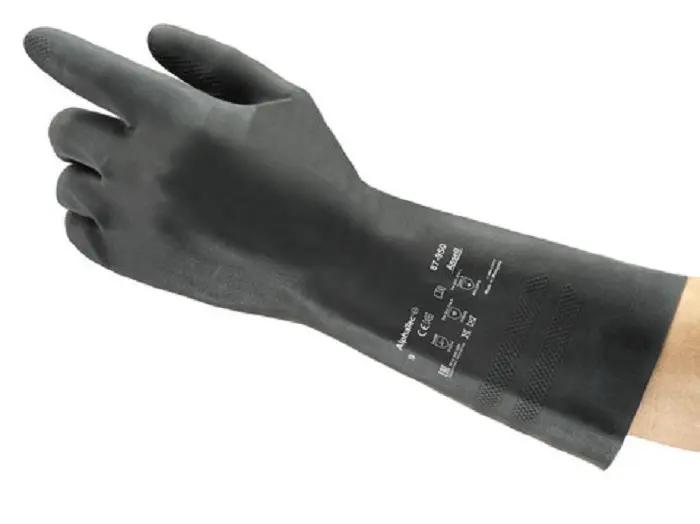 Ansell AlphaTec Black Chemical Resistant Latex Gloves 87-950 Ansell