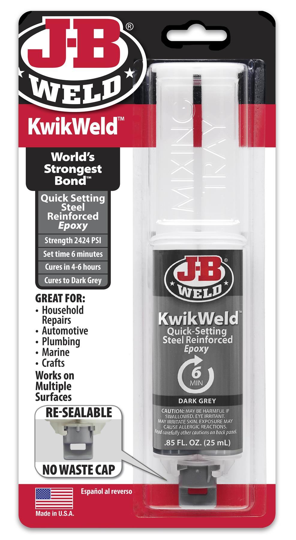 JB Weld KwikWeld Steel Reinforced Epoxy Adhesive Syringe 25ml JB Weld