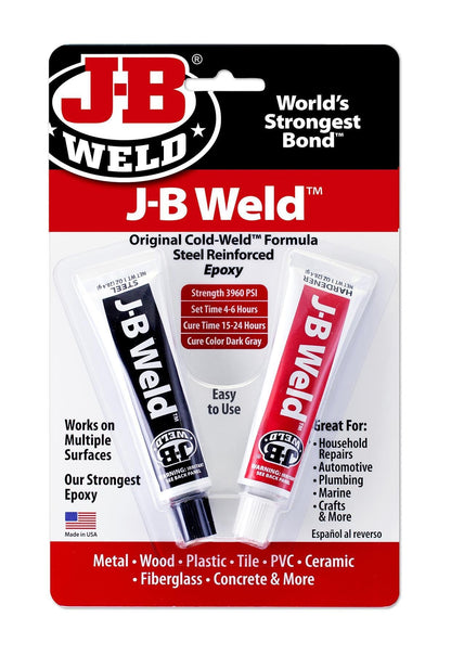 JB Weld Original Cold Weld Steel Reinforced Epoxy Metal Wood Plastic PVC Glue JB Weld