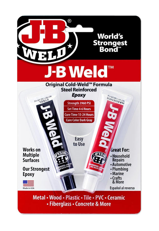 JB Weld Original Cold Weld Steel Reinforced Epoxy Metal Wood Plastic PVC Glue JB Weld