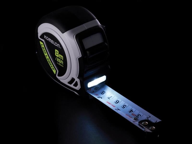 Komelon Led Light Tape Measure 8m/26ft Width 25mm Komelon