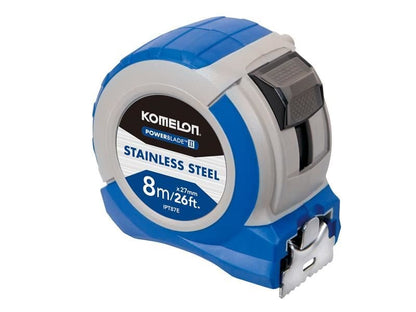 Komelon Stainless Steel Powerblade Pocket Tape 8m/26ft Width 27mm Komelon