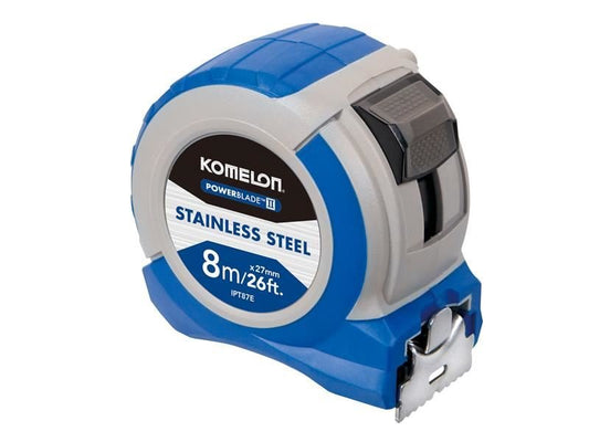 Komelon Stainless Steel Powerblade Pocket Tape 8m/26ft Width 27mm Komelon
