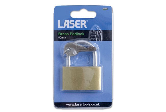 Laser Tools 0498 Brass Padlock 50mm Laser Tools