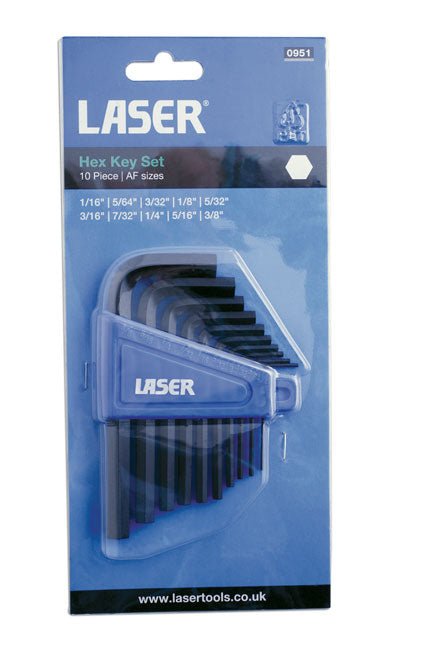 Laser Tools 0951 Imperial Hex Key Set 10pc Laser Tools