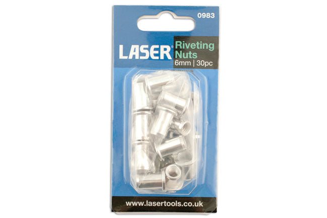 Laser Tools 0983 Riveting Nuts 6mm 30pc Laser Tools