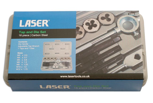 Laser Tools 1398 Metric Tap & Die Set 16pc Laser Tools