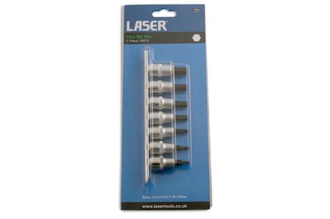 Laser Tools 1791 Hex Socket Bit Set 3/8"D 7pc Laser Tools