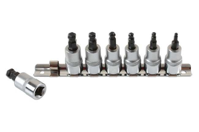 Laser Tools 2179 Ball End Hex Socket Bit Set 3/8"D 7pc Laser Tools