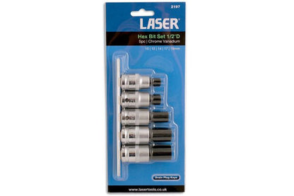 Laser Tools 2197 Hex Socket Bit Set 1/2"D 5pc Laser Tools