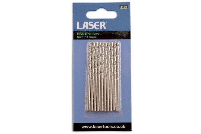Laser Tools 2460 HSS Drill Bits 3mm 10pc Laser Tools
