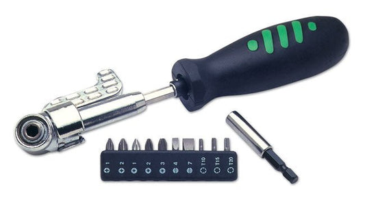 Laser Tools 2517 3-Way Angled Head Screwdriver & 10 Bits Laser Tools