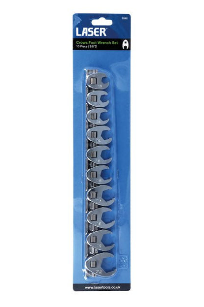 Laser Tools 3282 Crows Foot Wrench Set 3/8"D 10pc Laser Tools