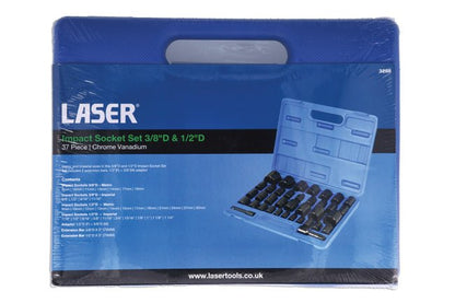 Laser Tools 3288 Impact Socket Set 3/8"D, 1/2"D 37pc Laser Tools