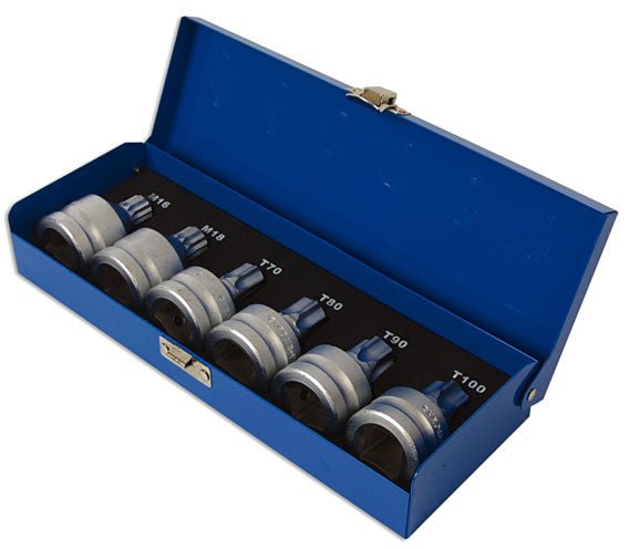 Laser Tools 3815 Tamperproof Spline & Star Socket Bit Set 3/4"D 6pc Laser Tools