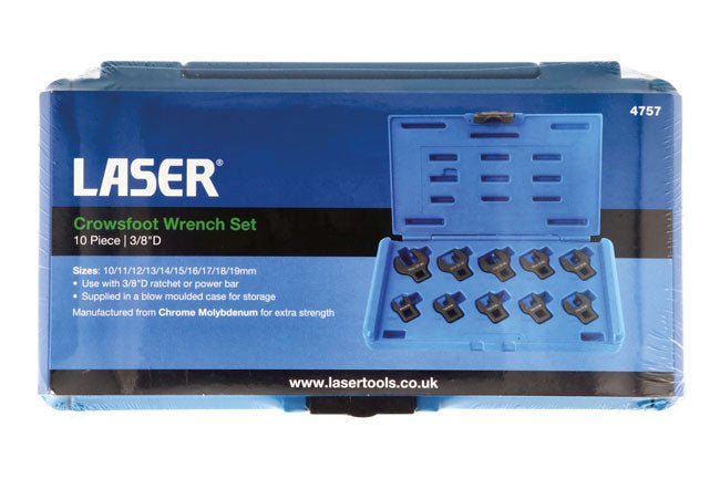 Laser Tools 4757 Crows Foot Wrench Set 3/8D 10pc Laser Tools