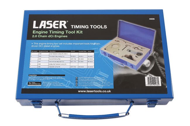 Laser Tools 4936 Timing Tool Kit - for Renault 1.6, 2.0, 2.3 DCI, Nissan Laser Tools