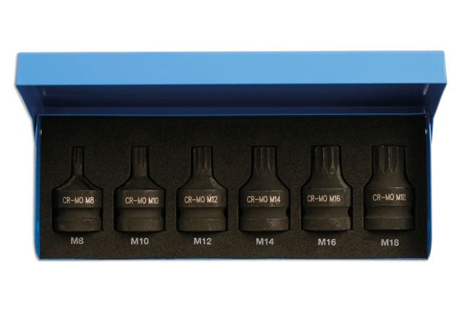 Laser Tools 4939 Impact Spline Socket Bit Set 1/2"D 6pc Laser Tools